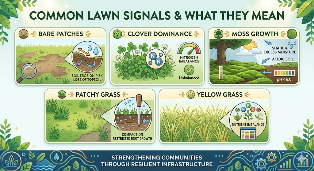 Common Lawn Signals and What They Mean — SoilMend infographic